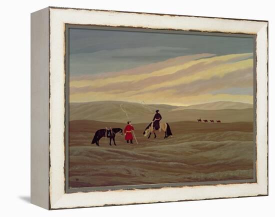 Herding Camel Train, Inner Mongolia-Vincent Haddelsey-Framed Premier Image Canvas