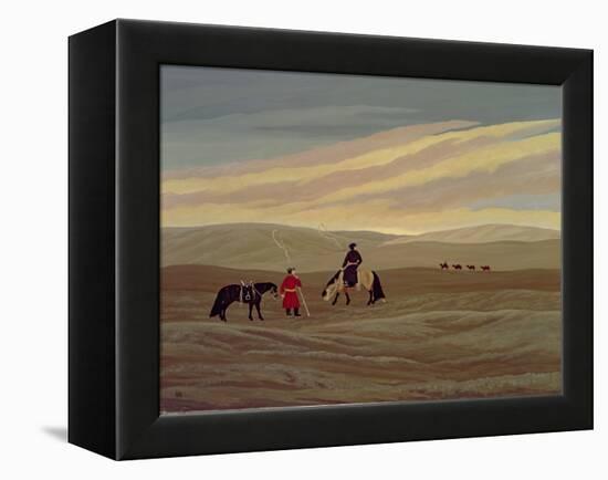 Herding Camel Train, Inner Mongolia-Vincent Haddelsey-Framed Premier Image Canvas