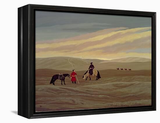 Herding Camel Train, Inner Mongolia-Vincent Haddelsey-Framed Premier Image Canvas