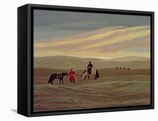 Herding Camel Train, Inner Mongolia-Vincent Haddelsey-Framed Premier Image Canvas