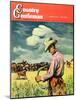 "Herding Cattle," Country Gentleman Cover, January 1, 1942-George Schreiber-Mounted Giclee Print