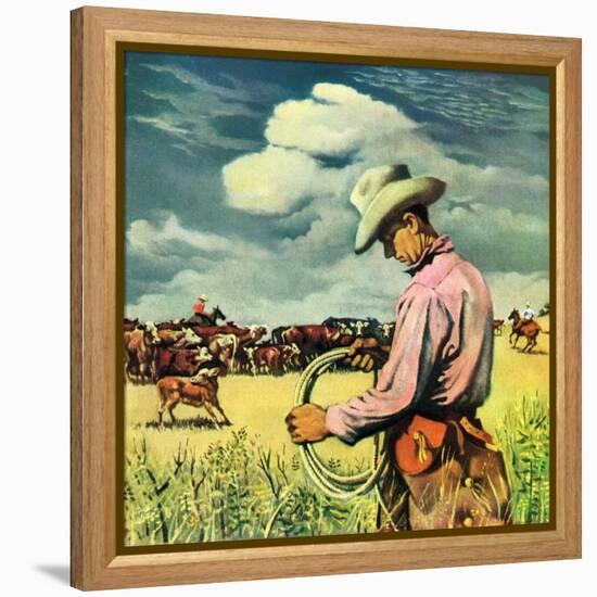 "Herding Cattle,"January 1, 1942-George Schreiber-Framed Premier Image Canvas