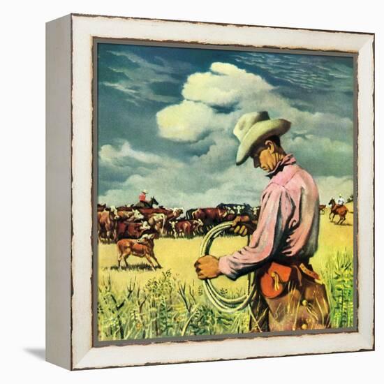 "Herding Cattle,"January 1, 1942-George Schreiber-Framed Premier Image Canvas