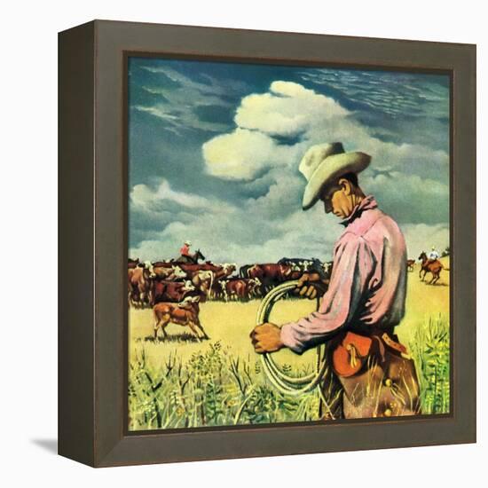 "Herding Cattle,"January 1, 1942-George Schreiber-Framed Premier Image Canvas