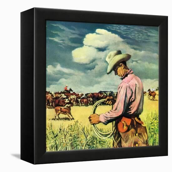 "Herding Cattle,"January 1, 1942-George Schreiber-Framed Premier Image Canvas