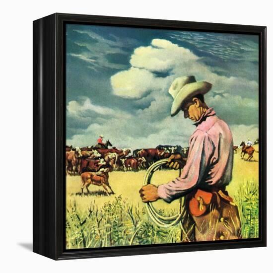 "Herding Cattle,"January 1, 1942-George Schreiber-Framed Premier Image Canvas