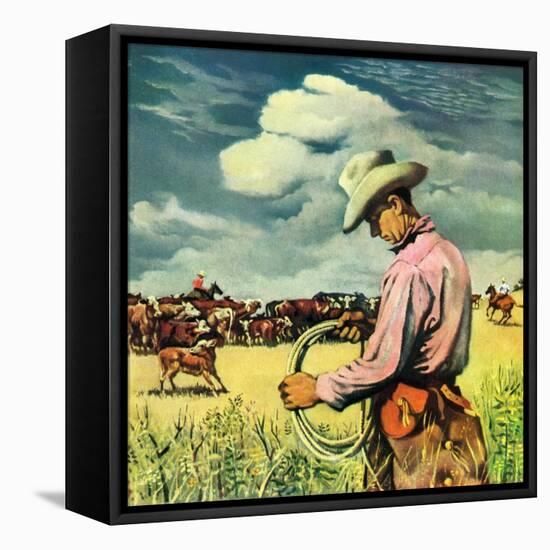 "Herding Cattle,"January 1, 1942-George Schreiber-Framed Premier Image Canvas