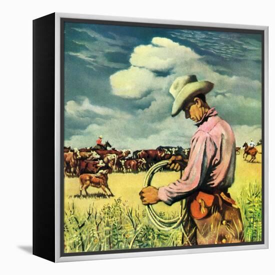 "Herding Cattle,"January 1, 1942-George Schreiber-Framed Premier Image Canvas