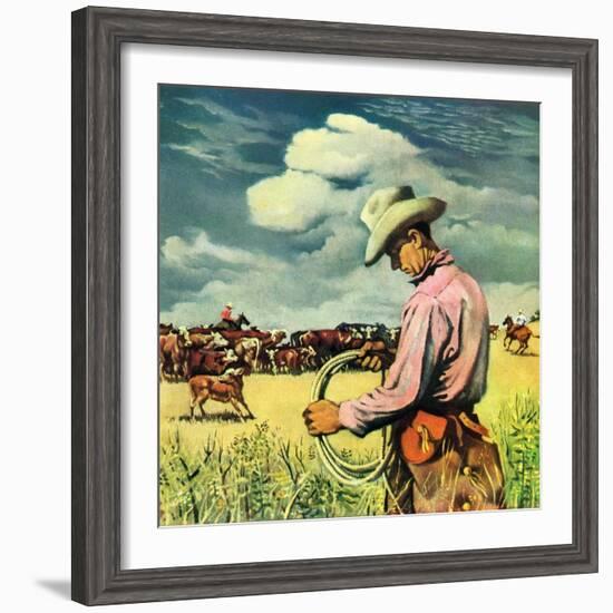 "Herding Cattle,"January 1, 1942-George Schreiber-Framed Giclee Print