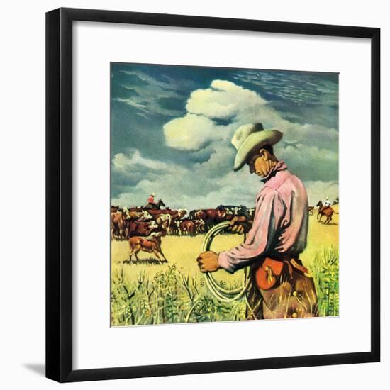 "Herding Cattle,"January 1, 1942-George Schreiber-Framed Giclee Print