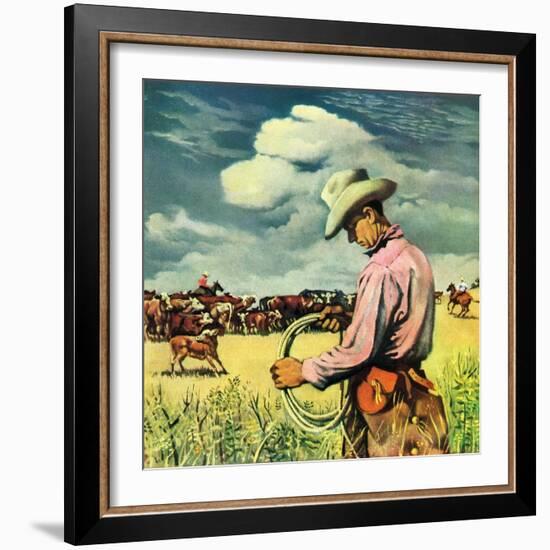 "Herding Cattle,"January 1, 1942-George Schreiber-Framed Giclee Print