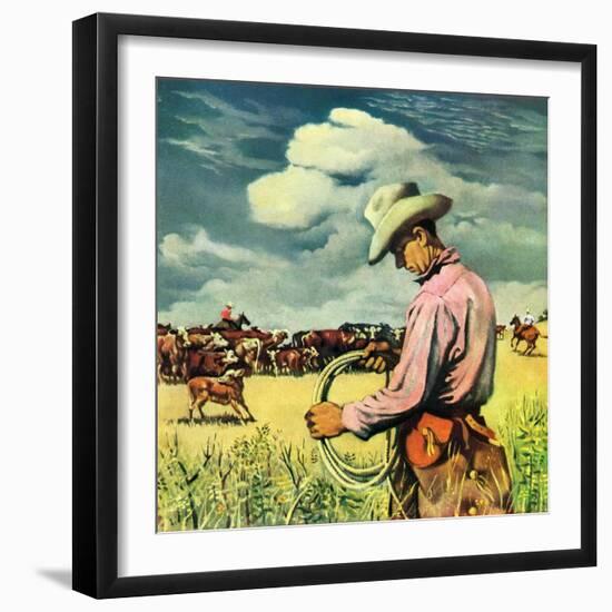 "Herding Cattle,"January 1, 1942-George Schreiber-Framed Giclee Print