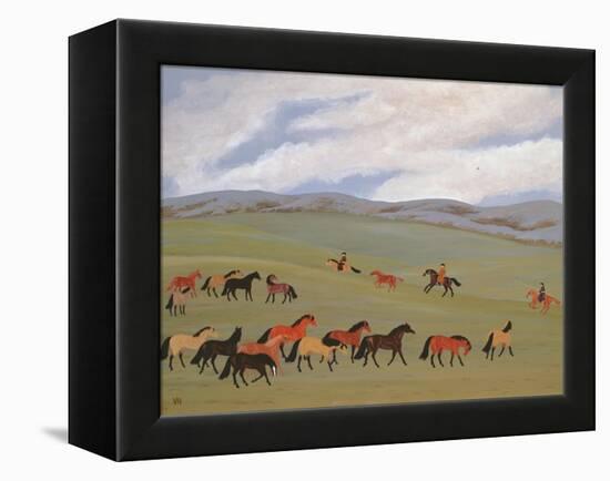 Herding Horses, Inner Mongolia-Vincent Haddelsey-Framed Premier Image Canvas