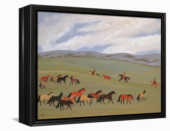 Herding Horses, Inner Mongolia-Vincent Haddelsey-Framed Premier Image Canvas