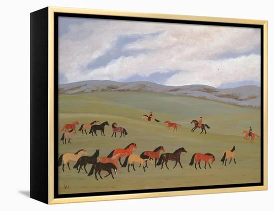 Herding Horses, Inner Mongolia-Vincent Haddelsey-Framed Premier Image Canvas