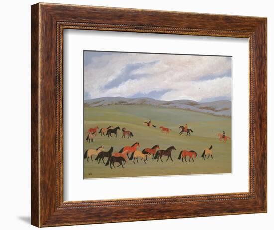 Herding Horses, Inner Mongolia-Vincent Haddelsey-Framed Giclee Print