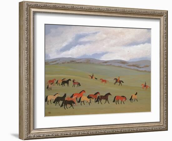 Herding Horses, Inner Mongolia-Vincent Haddelsey-Framed Giclee Print