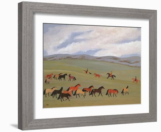 Herding Horses, Inner Mongolia-Vincent Haddelsey-Framed Giclee Print