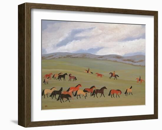 Herding Horses, Inner Mongolia-Vincent Haddelsey-Framed Giclee Print