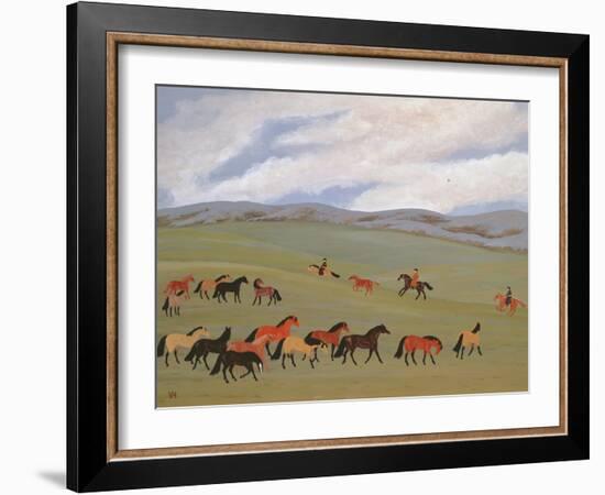 Herding Horses, Inner Mongolia-Vincent Haddelsey-Framed Giclee Print