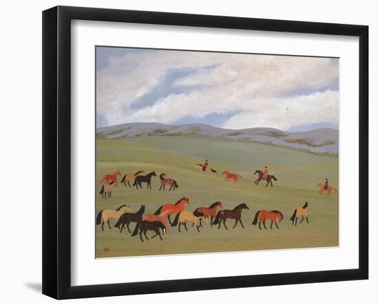 Herding Horses, Inner Mongolia-Vincent Haddelsey-Framed Giclee Print