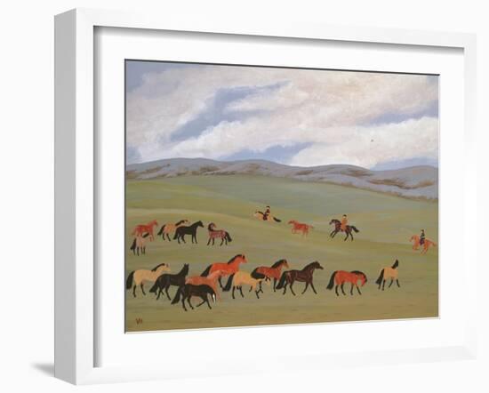 Herding Horses, Inner Mongolia-Vincent Haddelsey-Framed Giclee Print