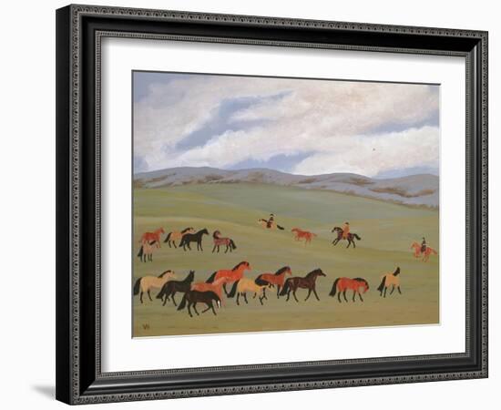 Herding Horses, Inner Mongolia-Vincent Haddelsey-Framed Giclee Print