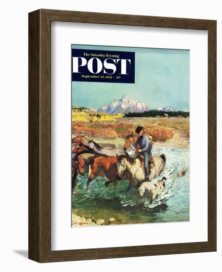 "Herding Horses" Saturday Evening Post Cover, September 13, 1952-John Clymer-Framed Giclee Print