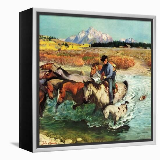 "Herding Horses", September 13, 1952-John Clymer-Framed Premier Image Canvas