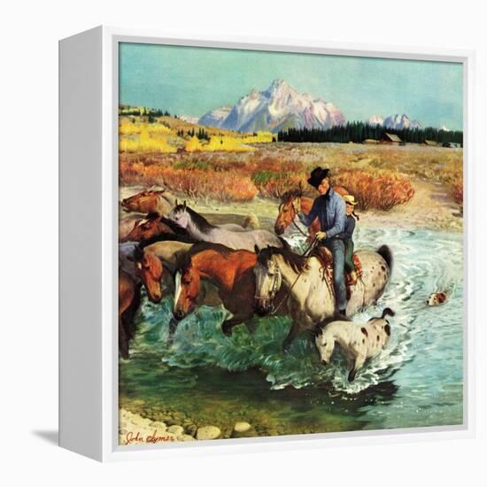 "Herding Horses", September 13, 1952-John Clymer-Framed Premier Image Canvas