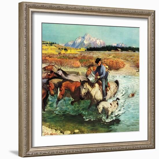 "Herding Horses", September 13, 1952-John Clymer-Framed Giclee Print