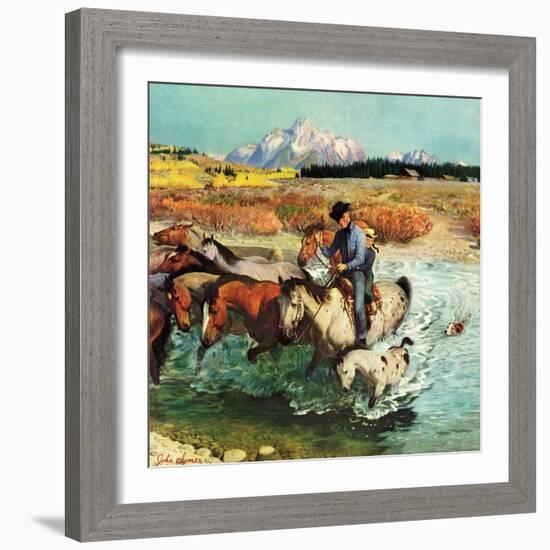 "Herding Horses", September 13, 1952-John Clymer-Framed Giclee Print