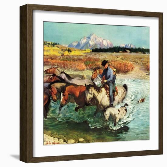 "Herding Horses", September 13, 1952-John Clymer-Framed Giclee Print
