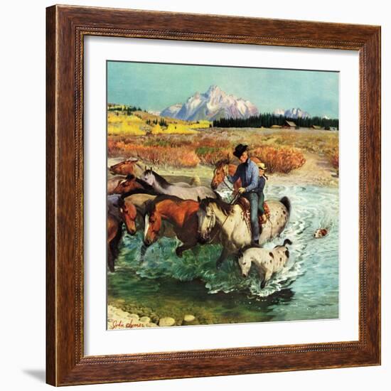 "Herding Horses", September 13, 1952-John Clymer-Framed Giclee Print