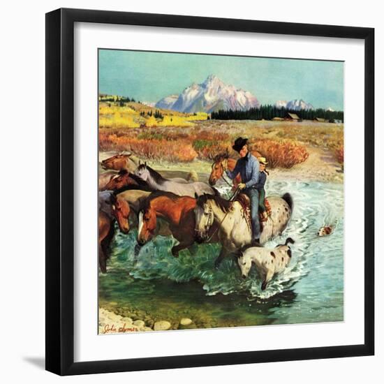 "Herding Horses", September 13, 1952-John Clymer-Framed Giclee Print