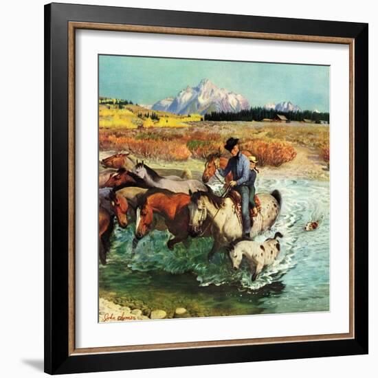 "Herding Horses", September 13, 1952-John Clymer-Framed Giclee Print