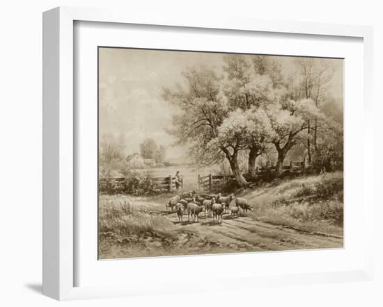 Herding Sheep-Carl Weber-Framed Art Print