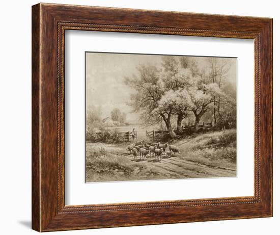 Herding Sheep-Carl Weber-Framed Art Print