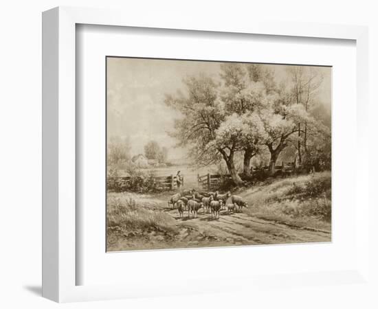 Herding Sheep-Carl Weber-Framed Art Print