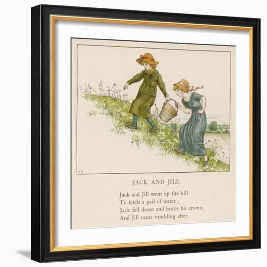 Here are Jack and His Sister Jill Making Their Way up the Hill-Kate Greenaway-Framed Art Print