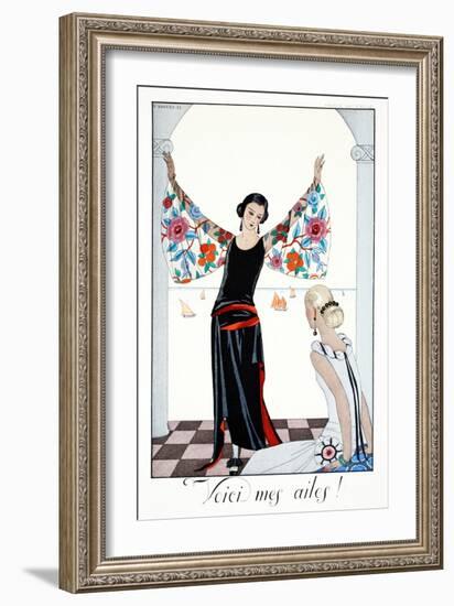 Here are My Wings!, from 'Falbalas and Fanfreluches, Almanach des Modes Présentes, Passées et…-Georges Barbier-Framed Premium Giclee Print