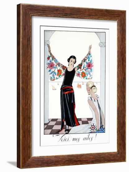 Here are My Wings!, from 'Falbalas and Fanfreluches, Almanach des Modes Présentes, Passées et…-Georges Barbier-Framed Premium Giclee Print