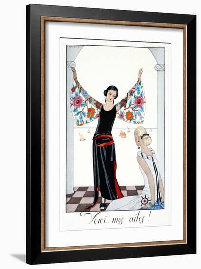 Here are My Wings!, from 'Falbalas and Fanfreluches, Almanach des Modes Présentes, Passées et…-Georges Barbier-Framed Premium Giclee Print