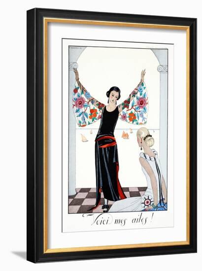 Here are My Wings!, from 'Falbalas and Fanfreluches, Almanach des Modes Présentes, Passées et…-Georges Barbier-Framed Premium Giclee Print