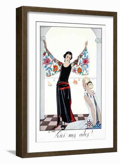 Here are My Wings!, from 'Falbalas and Fanfreluches, Almanach des Modes Présentes, Passées et…-Georges Barbier-Framed Giclee Print