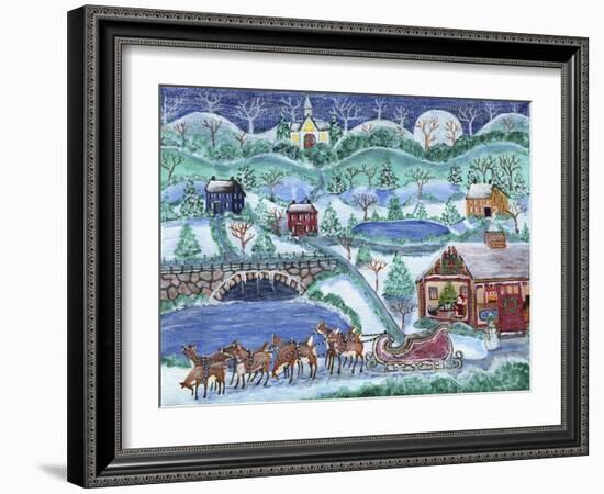 Here Comes Santa Claus and Eight Reindeer-Cheryl Bartley-Framed Giclee Print