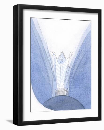 Here, during Mass, Christ is Really Present with Us, on Earth, Praying to the Father, with Us Gathe-Elizabeth Wang-Framed Giclee Print