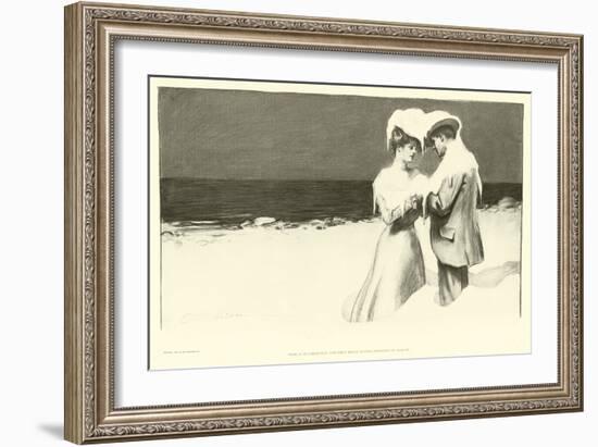 Here it is Christmas and They Began Saying Goodbye in August (Lithograph)-Charles Dana Gibson-Framed Giclee Print