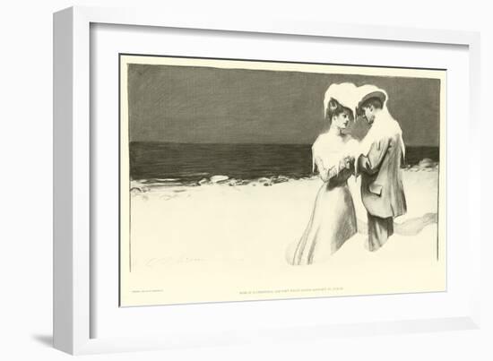 Here it is Christmas and They Began Saying Goodbye in August (Lithograph)-Charles Dana Gibson-Framed Giclee Print