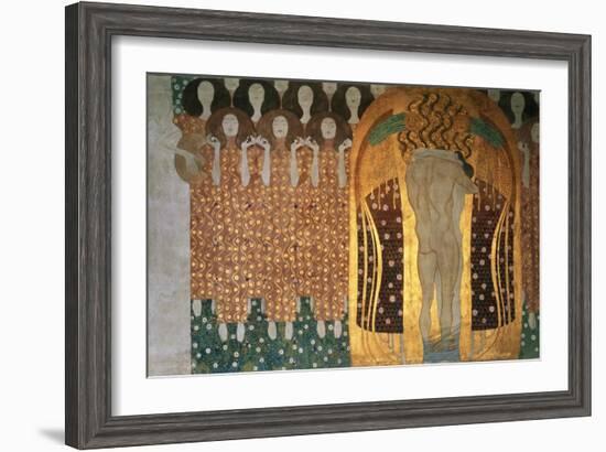 Here's a Kiss to the Whole World!, Detail of the Beethoven Frieze, 1902-Gustav Klimt-Framed Giclee Print